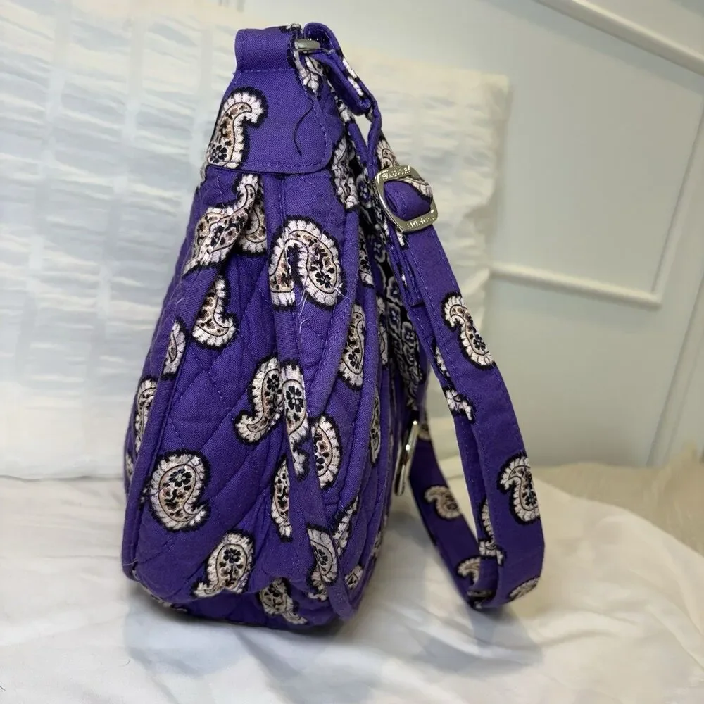 Vera Bradley Saddle Up Crossbody Bag Simply Violet Purple Paisley Shoulder EUC